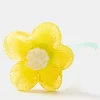 New HOFF MOUTHBLOWN CRYSTAL FLOWER YELLOW